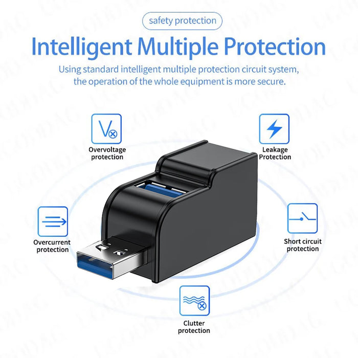 Getatek USB 3,0 HUB adaptador extensor Mini caja divisora ​​1 a 3 puertos USB 2,0 de alta velocidad para PC portátil lector de tarjetas de disco U