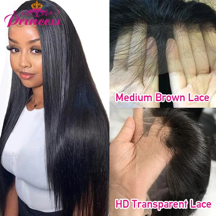 Prinzessin 13x4/13x6 HD Transparent Spitze Front Menschliches Haar Perücken Pre Gezupft 4x4 Verschluss Perücke Brasilianische gerade Spitze Frontal Perücke