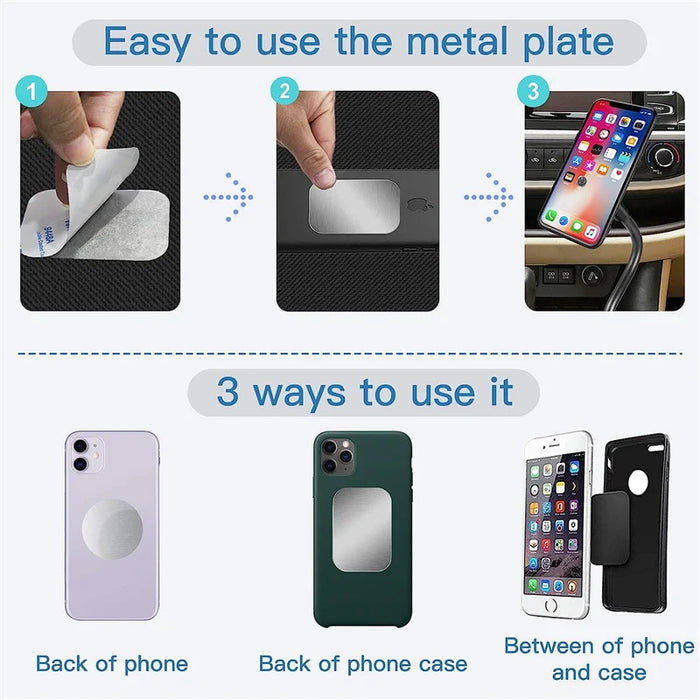 Disque métallique fin pour support magnétique de téléphone de voiture, disque autocollant en feuille de fer pour support de tablette magnétique au design rond