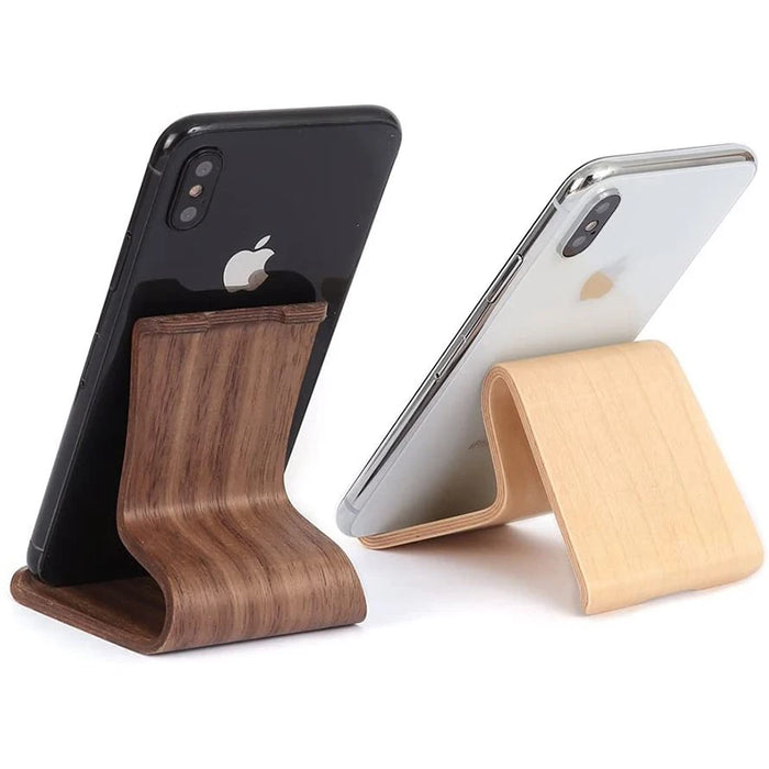 Support de téléphone portable universel en bois, facile à utiliser, en noyer et bouleau, pour smartphones iOS et Android