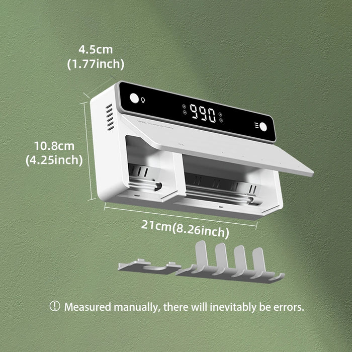 Soporte para cepillo de dientes UV con carga, cepillo de dientes de secado rápido, esterilizador de almacenamiento para afeitadora con pantalla LED, accesorios de baño