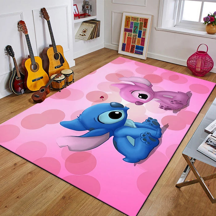 Alfombras de anime impresas en 3D de Disney Fashion Stitch para el hogar, alfombras grandes para sala de estar y habitación de niños, alfombras para sofá y tapetes