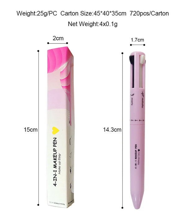 Vielseitiger 4-in-1-Eyeliner- und Brauenstift – wasserfester und langlebiger Make-up-Stift für Lippen und Konturen