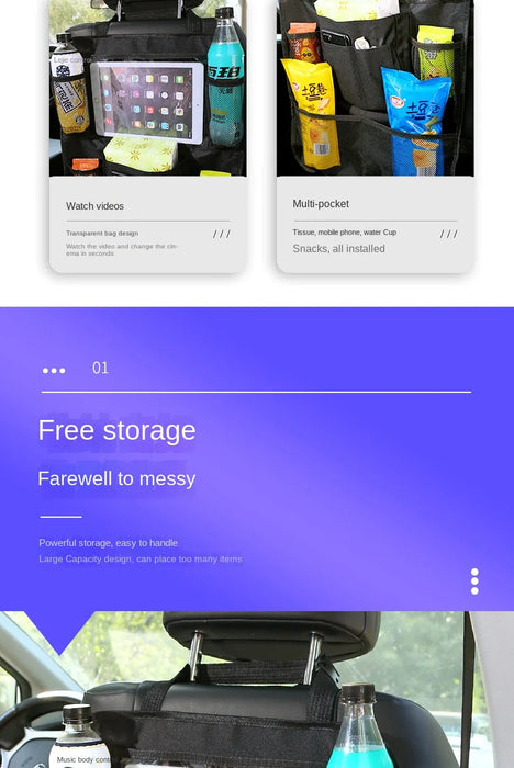 Rücksitz-Organizer mit Touchscreen-Tablet-Halterung – Stauraum im Auto und Sitzbezug für rückwärts gerichtete Sitze
