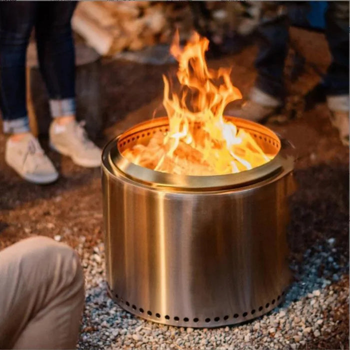 Popular cesta de fuego de acero inoxidable sin humo para acampar al aire libre-hoguera portátil para leña y hogueras