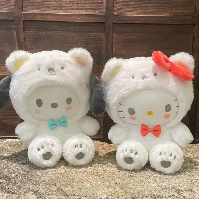 Lindas figuras de peluche de Sanrio de 20 cm: Hello Kitty, Cinnamoroll, Kuromi y Pochacco con traje de osito de peluche - Regalos de cumpleaños perfectos para niños