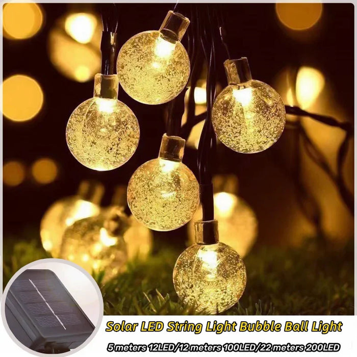 Solar-Powered LED Bubble String Lights - Waterproof Decorative Lanterns for Gardens and Celebrations, 8 Modes for Holidays