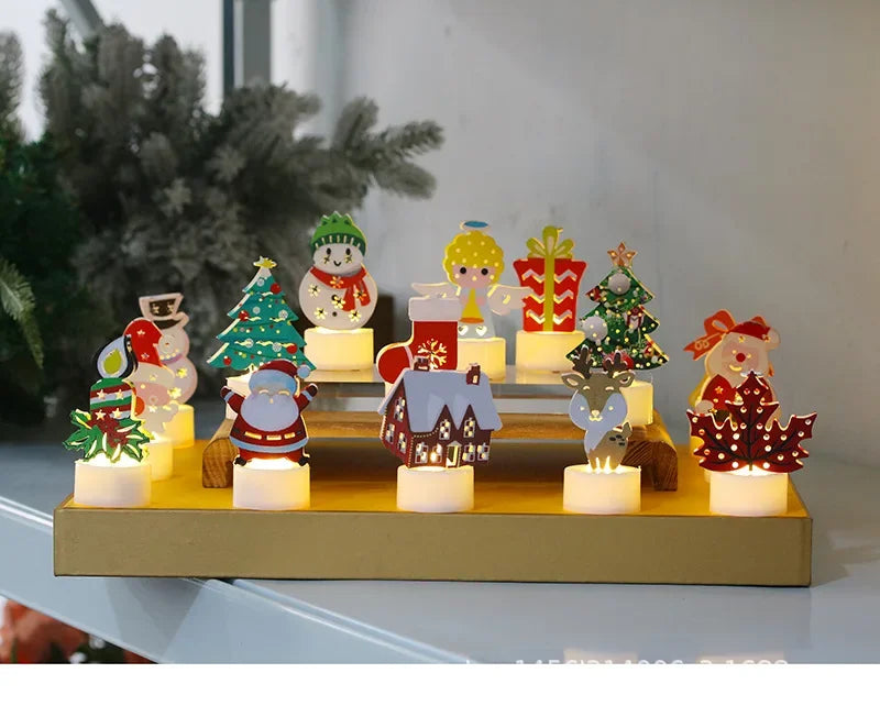 Décorations en toile du père noël LED pour la maison 2024, ornements de noël en toile pure, cadeaux de noël et cadeaux du nouvel an