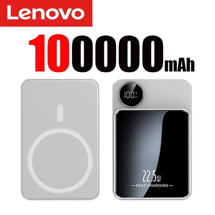 Lenovo 20000 mAh kabellose magnetische Powerbank, ultradünn, PD 22,5 W, schnell aufladbarer mobiler Akku für MagSafe für iPhone 16 und Samsung