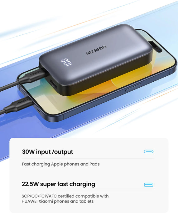 UGREEN 30W PD Powerbank carga rápida 10000mAh fuente de alimentación portátil para teléfonos móviles iPhone 15 Pro Max Xiaomi Huawei