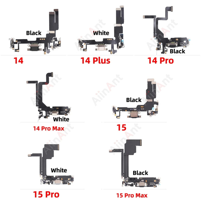 AiinAnt Cable flexible para cargador de micrófono USB para carga rápida para iPhone 14 15 Pro Max Plus Mini - Piezas de repuesto