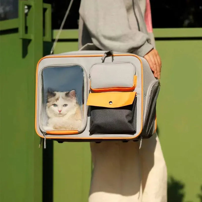 Carro de viaje portátil para perros y gatos pequeños: elegantes bolsas tipo cápsula para animales en movimiento