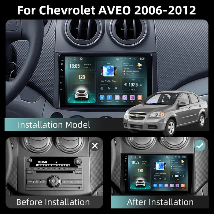 Autoradio 2Din Android 12 avec CarPlay et GPS pour Chevrolet AVEO T250 2006-2012 - Lecteur multimédia et système de divertissement