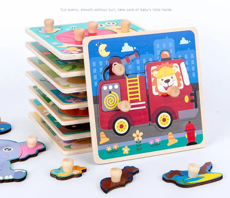 Puzzles en bois Montessori pour les tout-petits – Jouets animaux d'apprentissage pour 1 à 3 ans