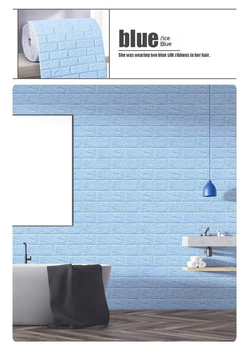 Papel pintado autoadhesivo de ladrillo de espuma 3D, adhesivo decorativo impermeable para pared de salón y dormitorio (70cm x 1/5/10m)