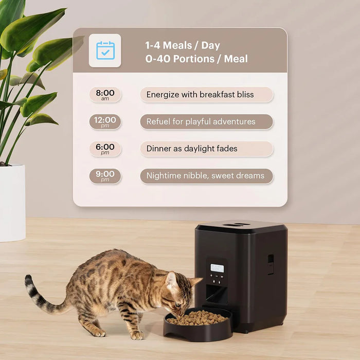 Automatischer Futterautomat für Katzen und Hunde mit zeitgesteuertem Mengenspender für langsames Füttern