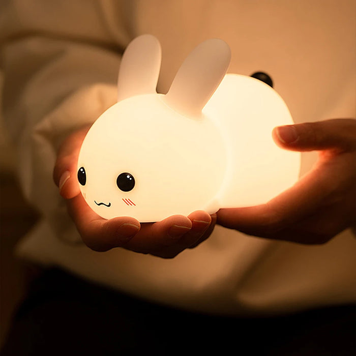 Silikon-Hase-Nachtlicht mit Fernbedienung, wiederaufladbare Induktionslampe für Kinder, bunte Atmosphärenlampe, perfektes Geschenk für Kinder