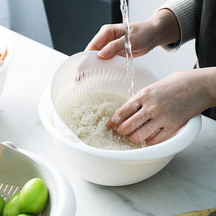 Panier à linge rotatif créatif avec bol à fruits et légumes détachable à Double couche