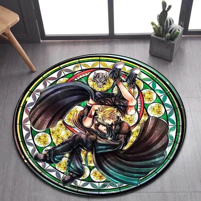 Tapis rond à motif de dessin animé Kingdom Hearts pour la maison, tapis de sol antidérapant pour salon, salle de bain et cuisine