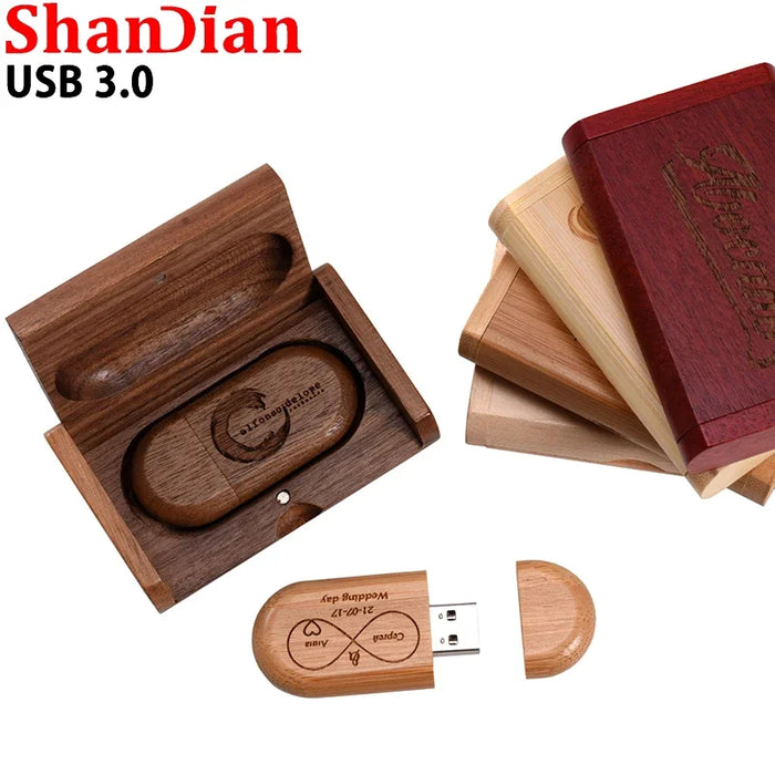 Coffret cadeau de mariage clé USB 3.0 Logo gratuit clé USB en bois clé USB haute vitesse 64GB/32GB/16GB/8GB/4GB capacité réelle