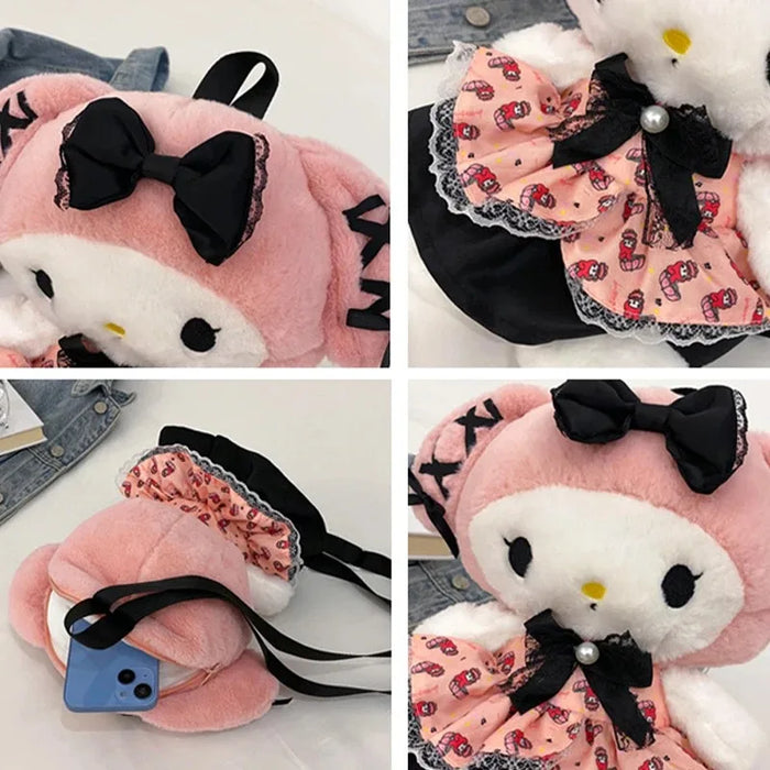 Linda mochila estilo lolita de felpa Sanrio Kuromi - My Melody Dust Bag para regalos de Navidad