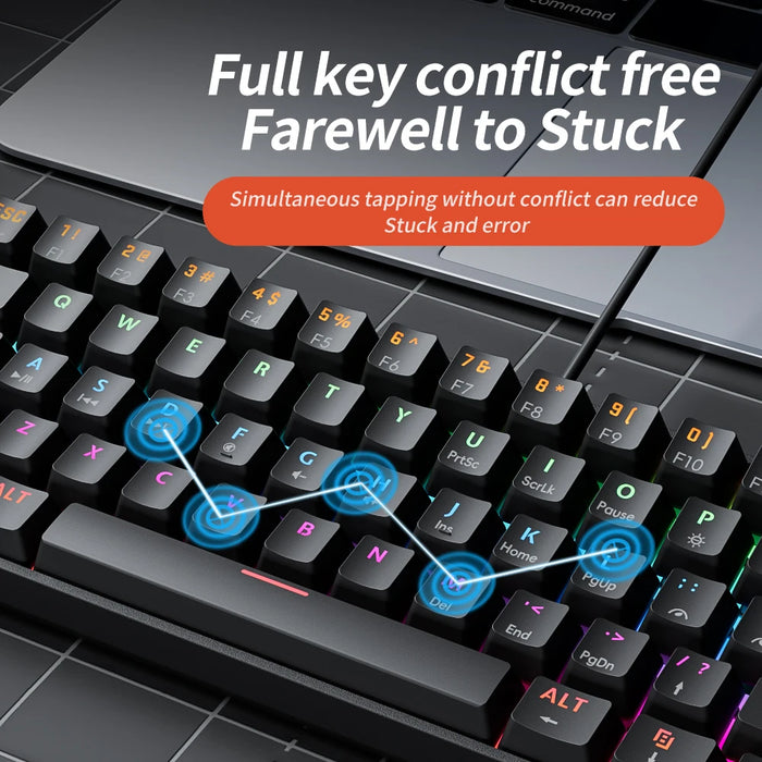 MUCAI MK61 USB Gaming Mechanical Keyboard 61 Keys Red Switch Cable with Detachable RGB Backlight Hot Swappable