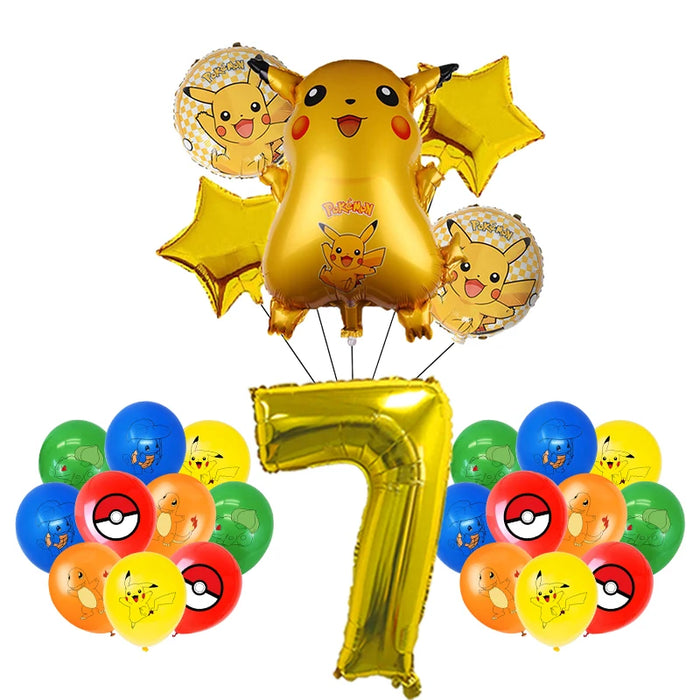 Essentiels de fête d'anniversaire sur le thème de Pikachu – Kit de ballons Lightning Pikachu, vaisselle, bannières et toile de fond pour fête d'enfants