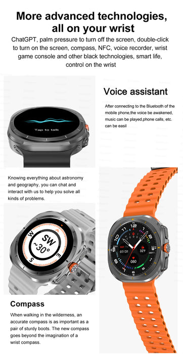 Montre connectée DT Ultra, écran AMOLED, 47mm, Sport, 4 go, BT, boussole d'appel, NFC, pour Samsung Galaxy Apple Xiaomi 2024