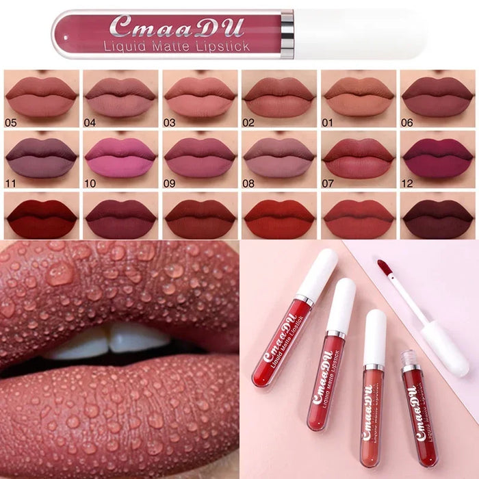 Sexy langanhaltender samtmatter Lipgloss, flüssiger Lippenstift, Make-up für Frauen, Schönheit, rot, nicht klebend, kupferfarben, wasserfester Lipgloss