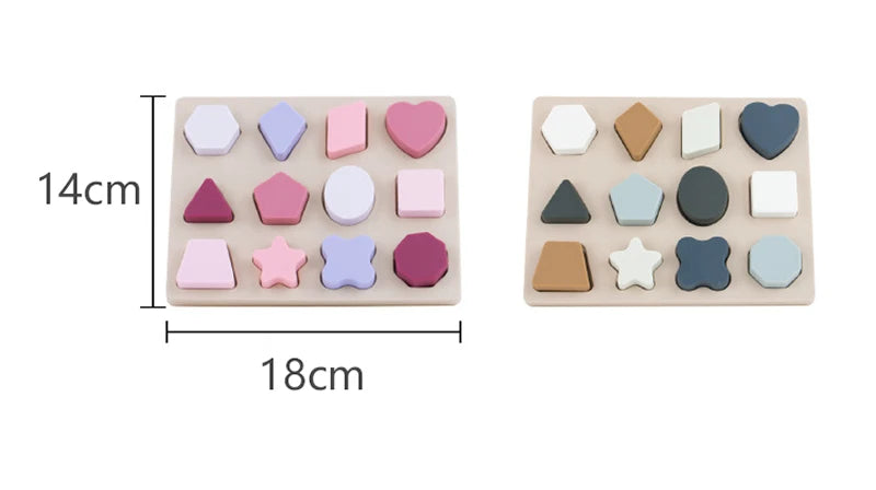 Puzzle enfant Montessori en silicone - Formes géométriques et jeux de puzzle pour l'éducation et l'apprentissage, Silicone de qualité alimentaire