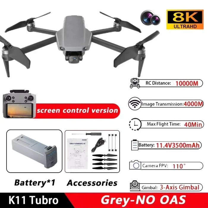 K11 Tubro GPS Drone profesional 8K vídeo HD cámara Dual fotografía aérea 360 ° evitación de obstáculos sin escobillas Quadcopter RC Juguetes