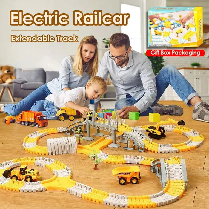 Elektrisches Schienenspielset für Kinder mit Miniautos – Cleveres Auto- und Eisenbahnspielzeug für Kindergeburtstage und Weihnachtsgeschenke