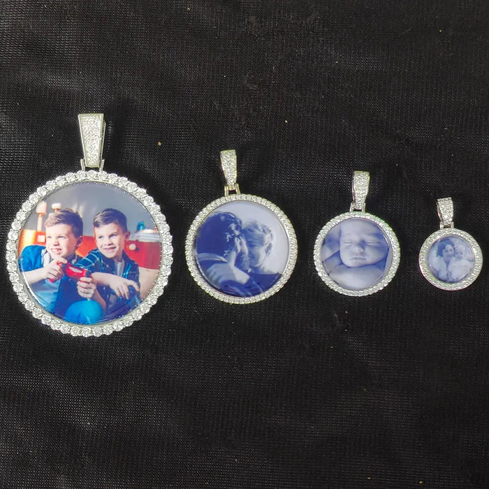 Personalisierte, lasergravierte Foto-Halskette für Männer und Frauen – individueller Schmuck mit jedem Bild, runder Anhänger in den Größen 26/35/45/68,5 mm