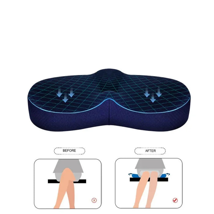 Coussin de siège ergonomique en mousse à mémoire de forme avec antidérapant pour chaises de bureau – Soulagement confortable de la douleur au coccyx avec housse en maille ventilée JAF017