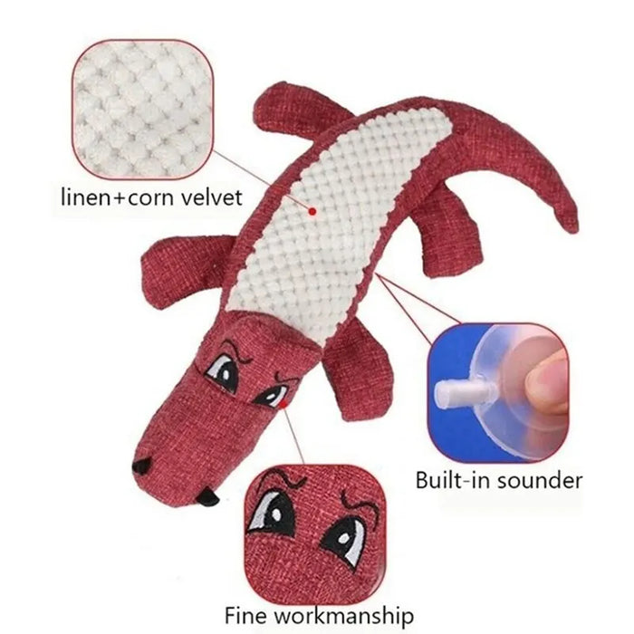 Juguete interactivo para perros con forma de cocodrilo de felpa con sonido: material de entrenamiento para masticar y dentición