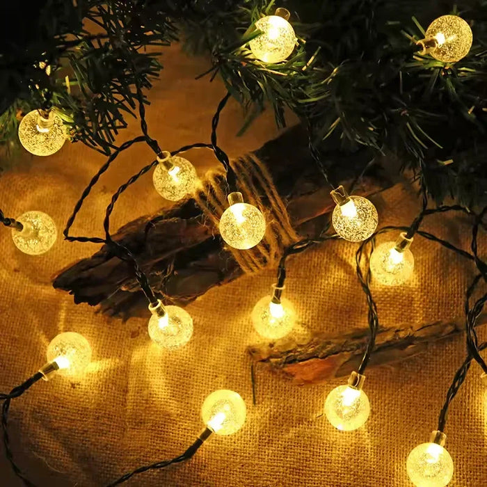 Solar-Powered LED Bubble String Lights - Waterproof Decorative Lanterns for Gardens and Celebrations, 8 Modes for Holidays