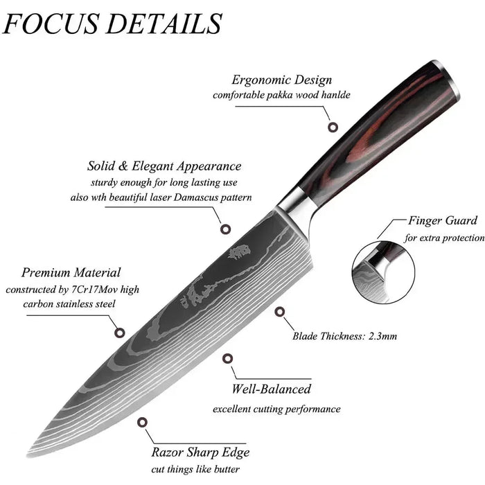 Professionelle Damast-Kochmesser, japanisches Santoku, Fleischmesser, Edelstahl-Knochenmesser und Metzgermesser