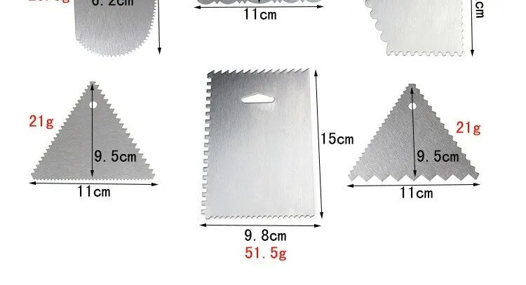 Spatule à gâteau de qualité alimentaire, en acier inoxydable, rectangulaire, pour la cuisson et le modelage de gâteaux, avec bord ondulé