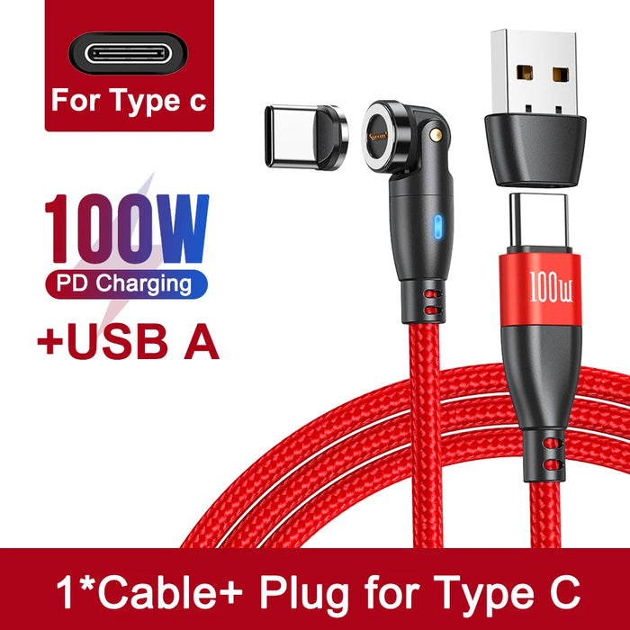 Cable magnético USB C de AUFU 5A para carga rápida de 100W para iPhone, Samsung, Huawei y computadora portátil