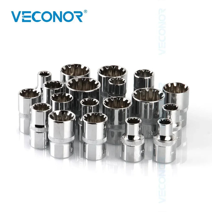 Accesorios para herramientas de trinquete, broca de llave de 12 puntos con accionamiento cuadrado de 3/8 ", 6 a 24mm, CRV