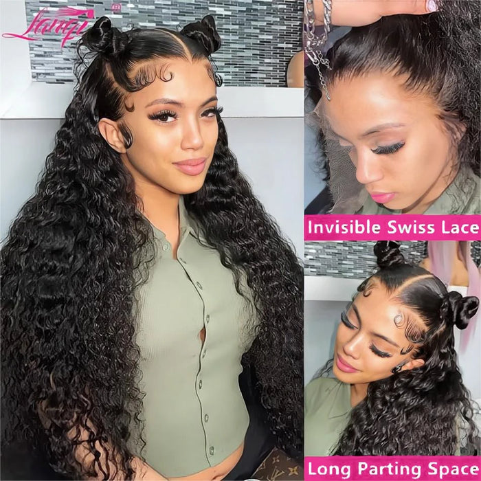 Dichte lockige Perücke aus echtem brasilianischem Remy-Haar – Deep Wave 13x4 Lace Front Water Wave Wig