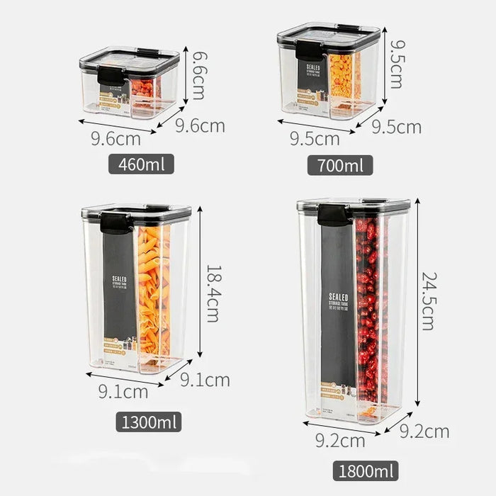 Stapelbare Kunststoffgläser zur Aufbewahrung in der Küche – dichte Boxen für Mehrkorn, Trockenfrüchte und Tee (460–1800 ml)