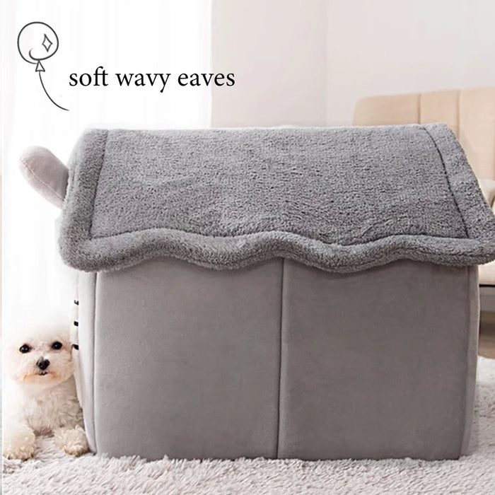 Folding cat and dog bed with removable and washable cover - indoor cat nest and dog house