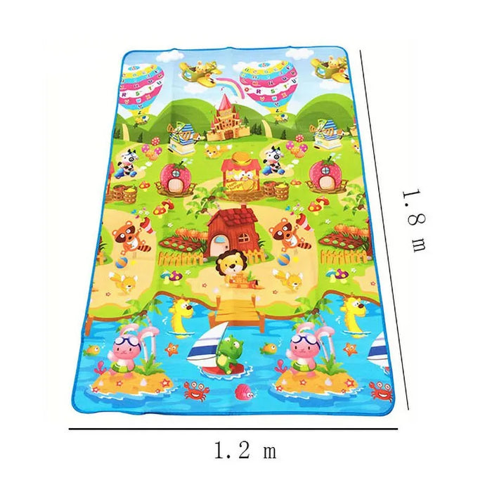 Kinderspielmatte 180x120x0,3 cm - Krabbelmatte zum Spielen und Betätigen, wasserabweisende, weiche Bodenmatte für drinnen und draußen.