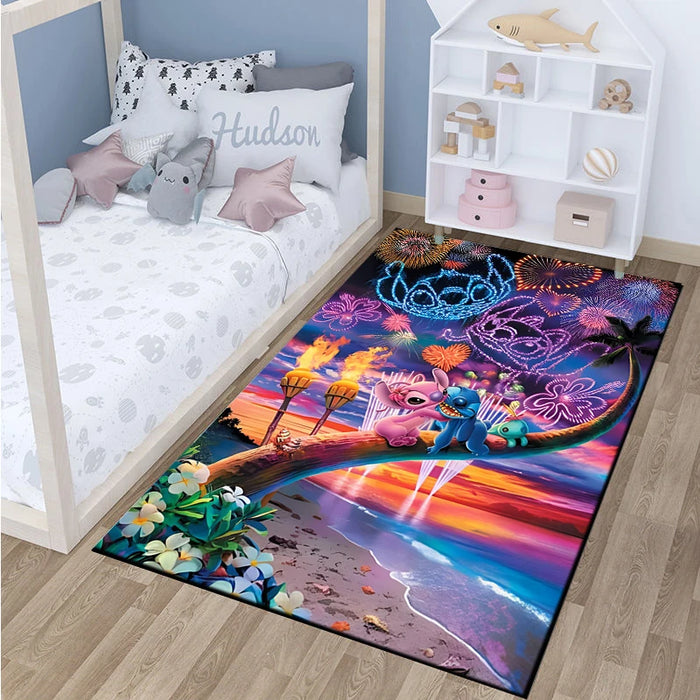 Grands tapis de dessin animé Disney Fashion Stitch, impression 3D, pour la maison, le salon, la chambre d'enfants, le canapé et le sol