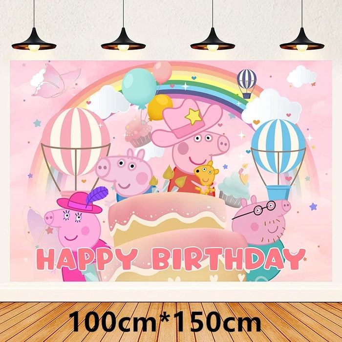 Peppa Pig Globos y Pancarta de Felicitaciones para Fiesta Infantil - Platos de Papel Desechables y Adornos con Tema de Jorge y Dibujos Animados