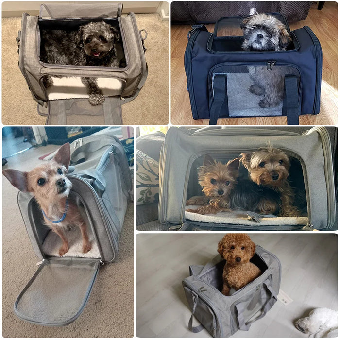 Mochila lateral suave para perros y gatos - Bolsa de transporte para mascotas pequeñas aprobada por aerolíneas