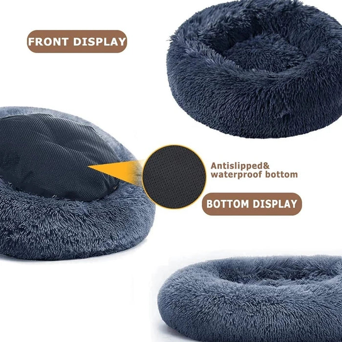 Acogedora cama redonda para mascotas: cama larga de felpa ultra suave para inviernos fríos (40-90 cm)