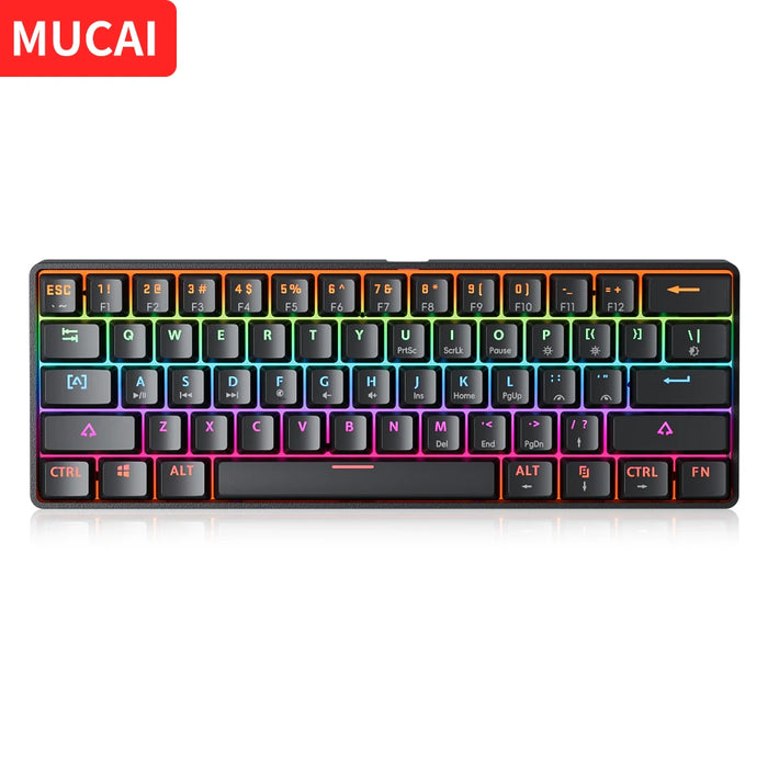 MUCAI MK61 USB Gaming Mechanical Keyboard 61 Keys Red Switch Cable with Detachable RGB Backlight Hot Swappable