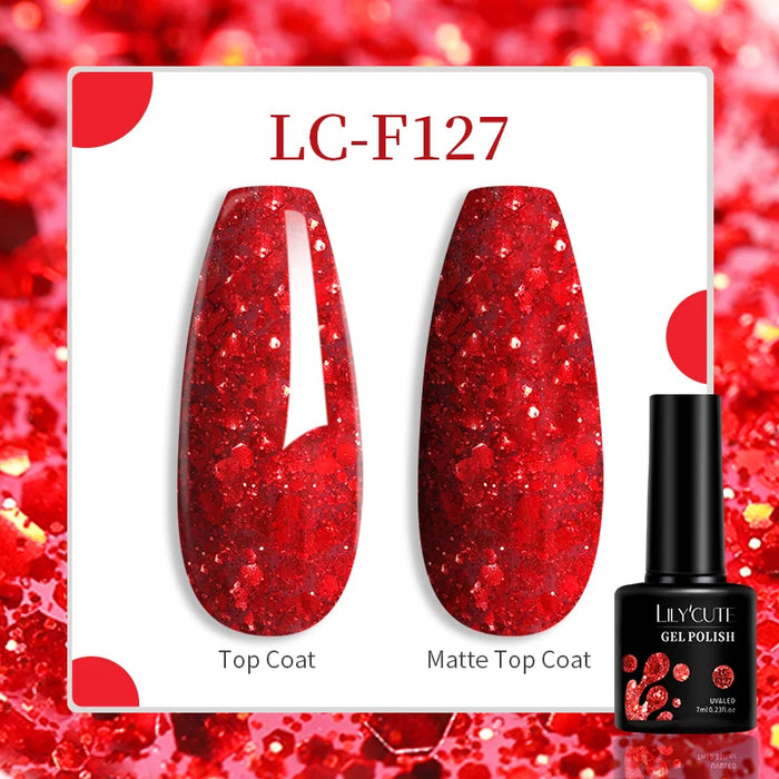 LILYCUTE 129 Farben 7 ml Nagel-Gel-Nagellack – semi-permanente Nagelkunst und Maniküre mit Soak-Off-LED-UV-Gel-Nagellack